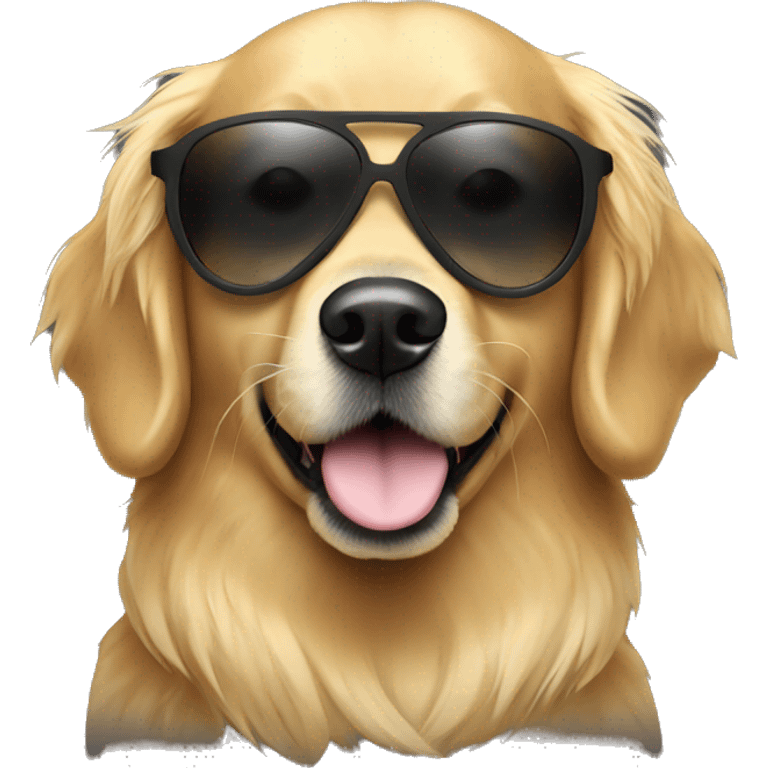 Golden retriever dog with sunglasses and mask emoji