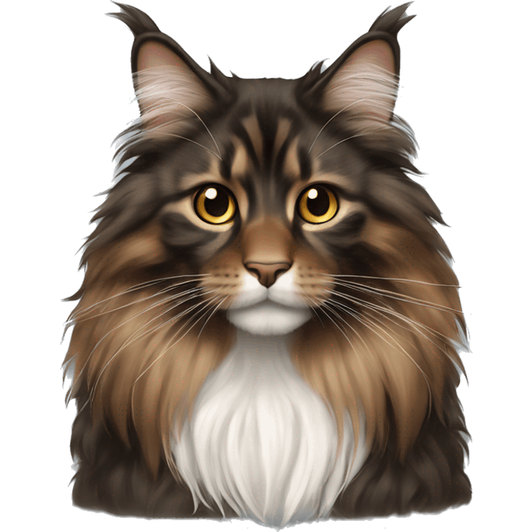 Long haired brown and black main coon with small white on chest emoji