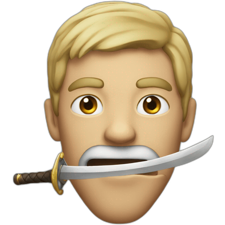 A man with a sword in his mouth emoji