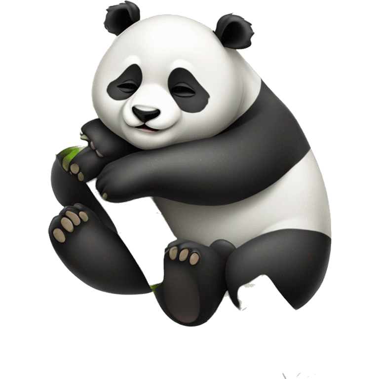 Cute sleeping panda on bamboo tree emoji