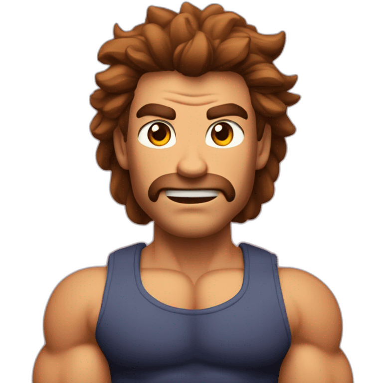 musclé-au-cheveux-bruns-double-biceps-têted'animal-démon emoji