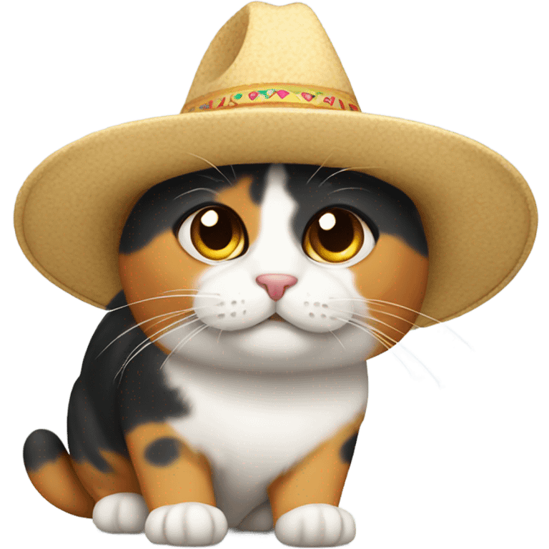 Calico cat with sombrero emoji