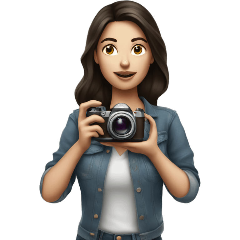 woman photographer iPhone taking photo brunette emoji