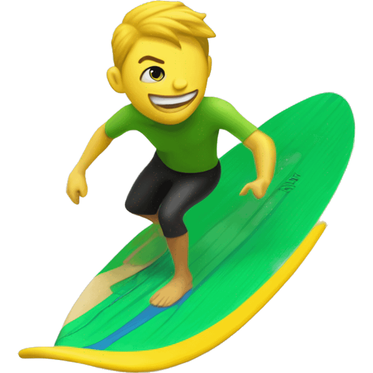 Un magicien sur une planche de surf jaune et verte emoji