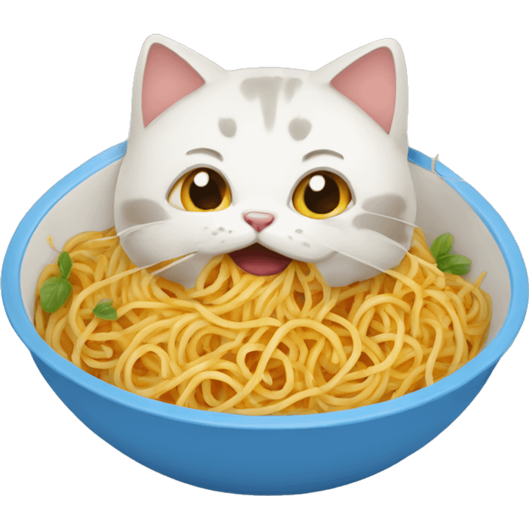 Un chat qui mange des spaghetti emoji