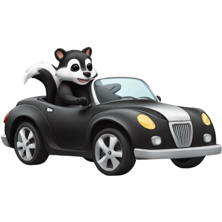 Skunk driving a car emoji