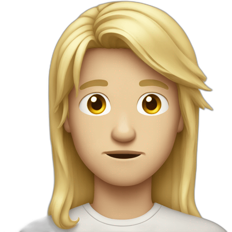 Frowning teen-ager boy with long blond hair emoji