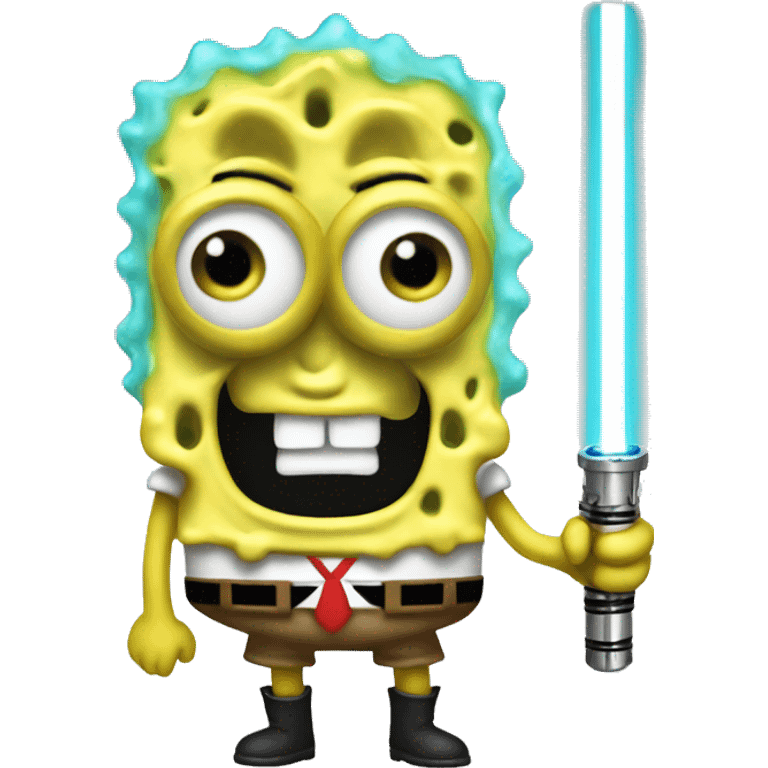 SpongeBob with lightsaber  emoji