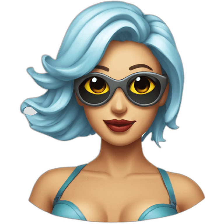 Create an emoji of a futuristic pin-up wearing a bikini emoji