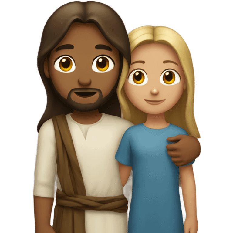 Girl  standing by Jesus emoji