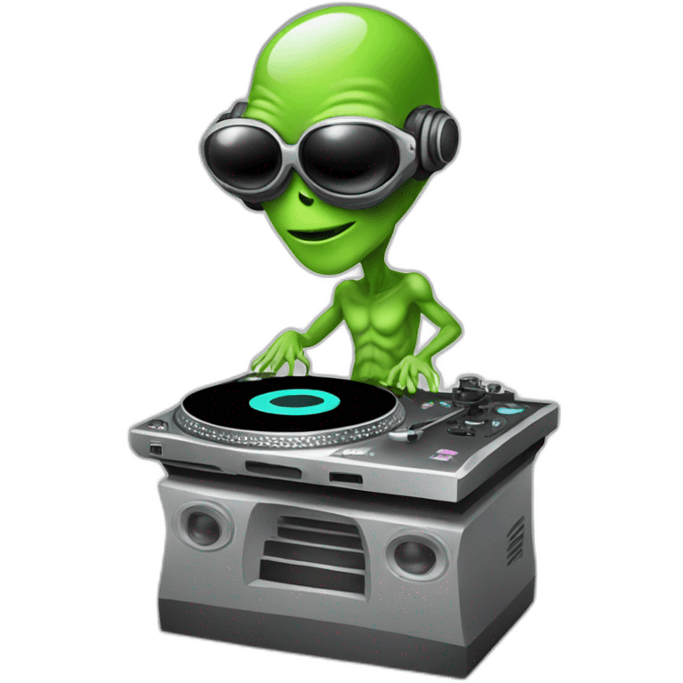 alien DJ with turntable emoji