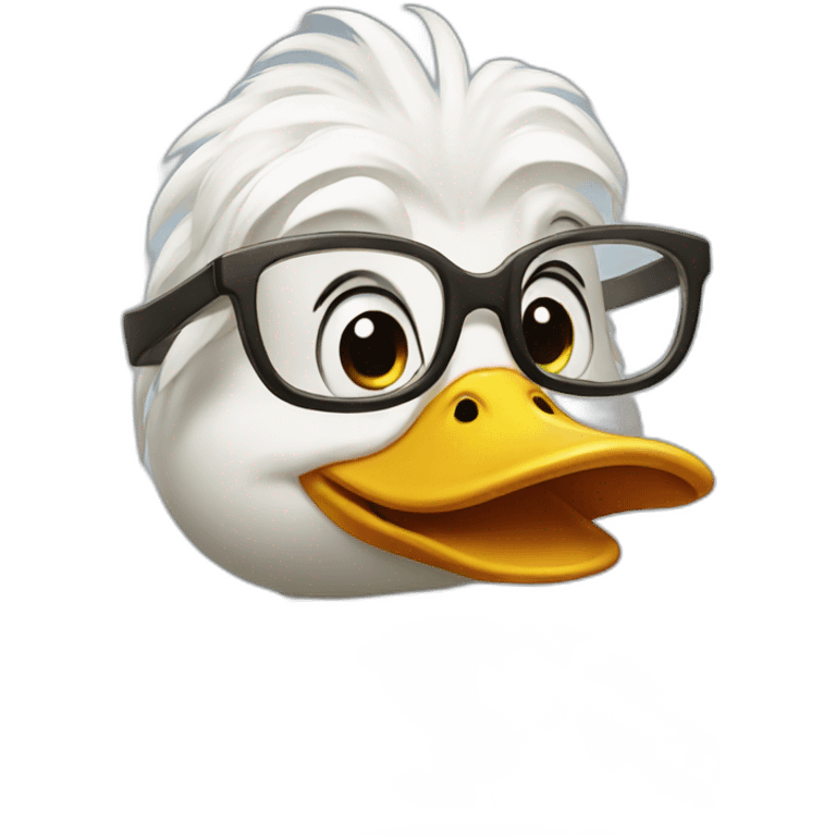 female duck wearing glasses emoji