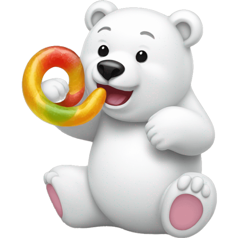 white bear eats gummy worms emoji