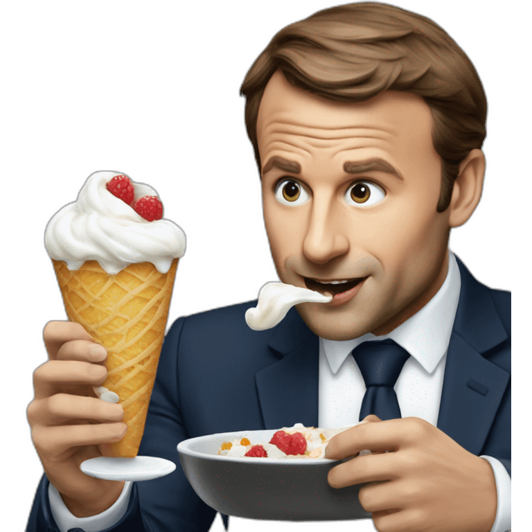 macron qui mange une glace emoji