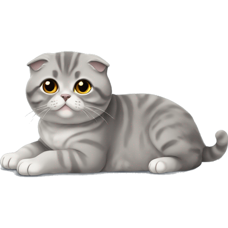 Gray Scottish fold laying emoji