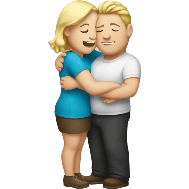 White chubby couple hugging  emoji