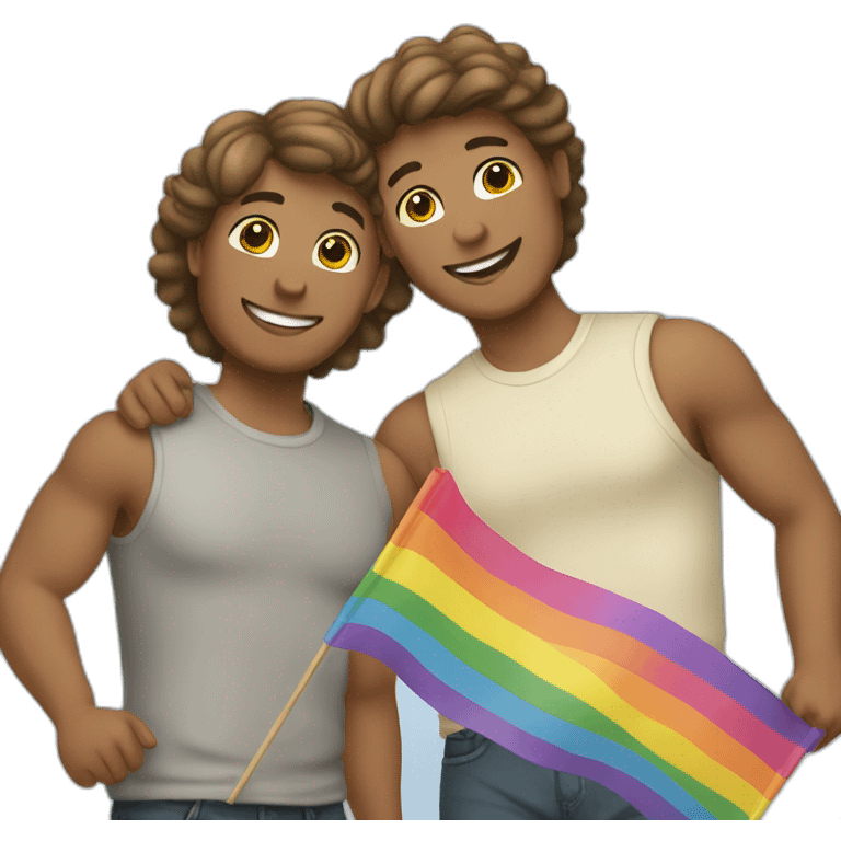 Gay couple with rainbow flag emoji