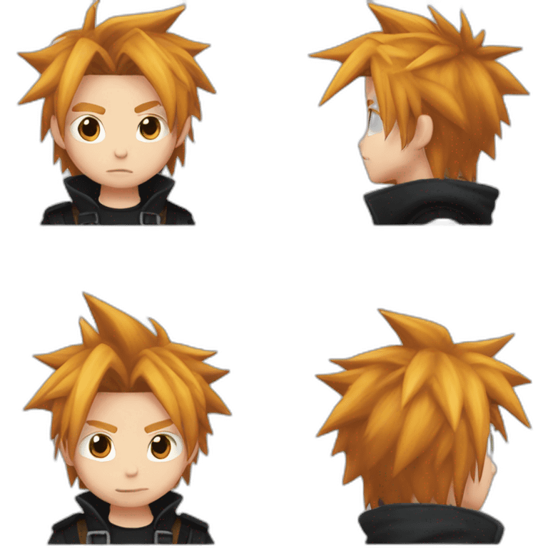 Cloud strife ginger hair and black clothes emoji