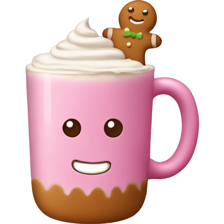 Gingerbread latte in a pink mug emoji