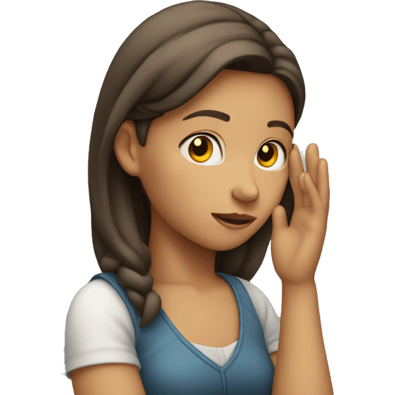 human girl with hand behind ear listening emoji