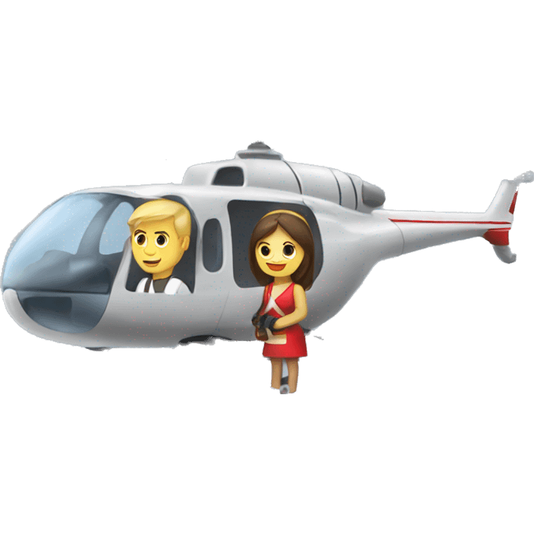 Slavic guy with a girl on a helicopter emoji