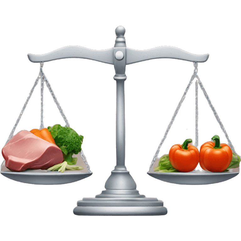 balance scale with vegetable left and meat right emoji