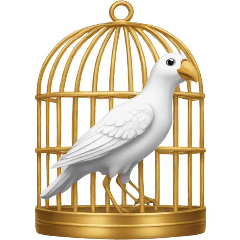 White bird in a golden cage emoji