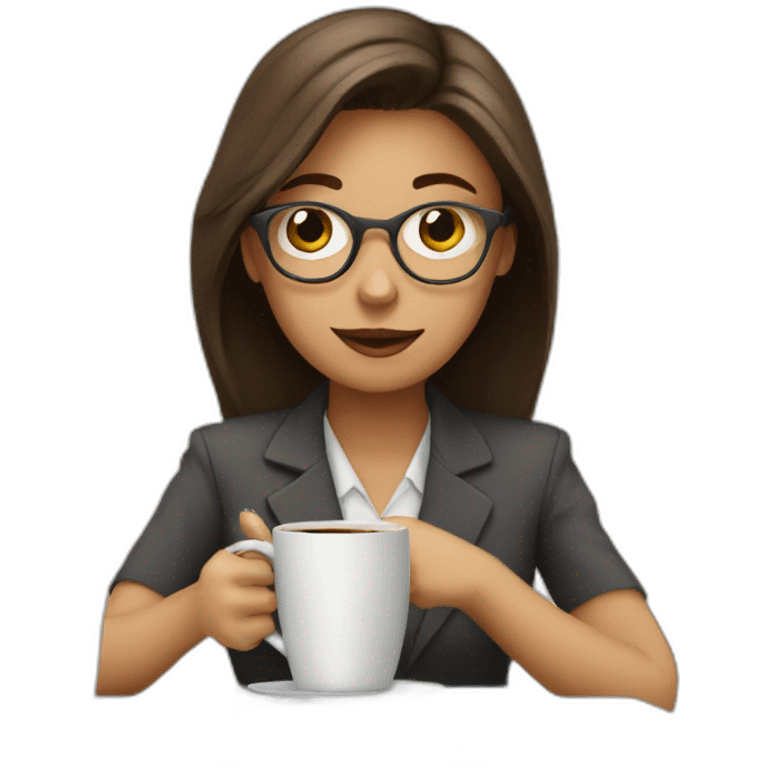 girl on work with coffee and clock emoji