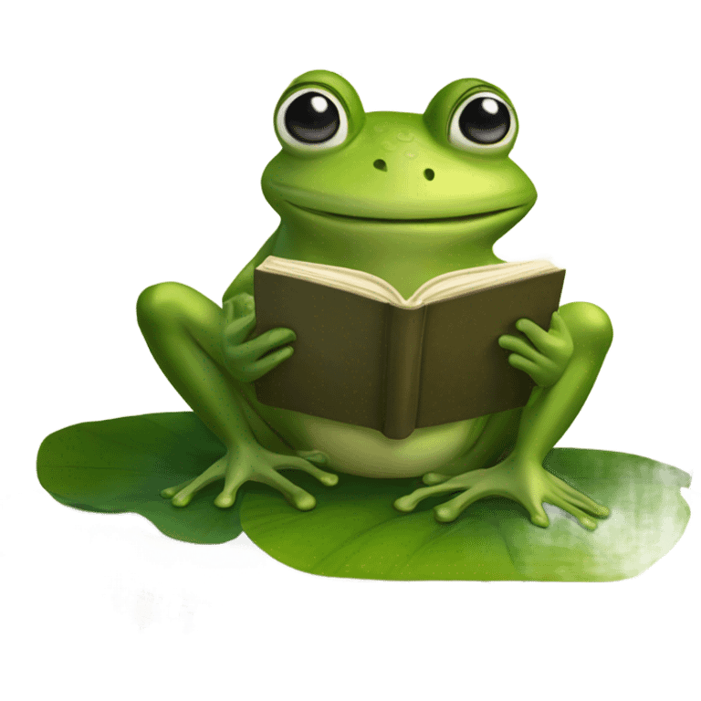 Frog reading book emoji