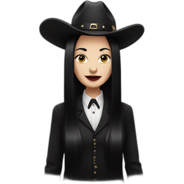 Morticia with cow-boy hat emoji