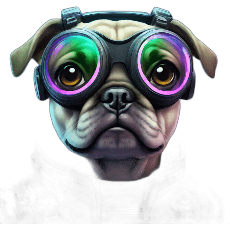 A pug in cyberpunk space emoji