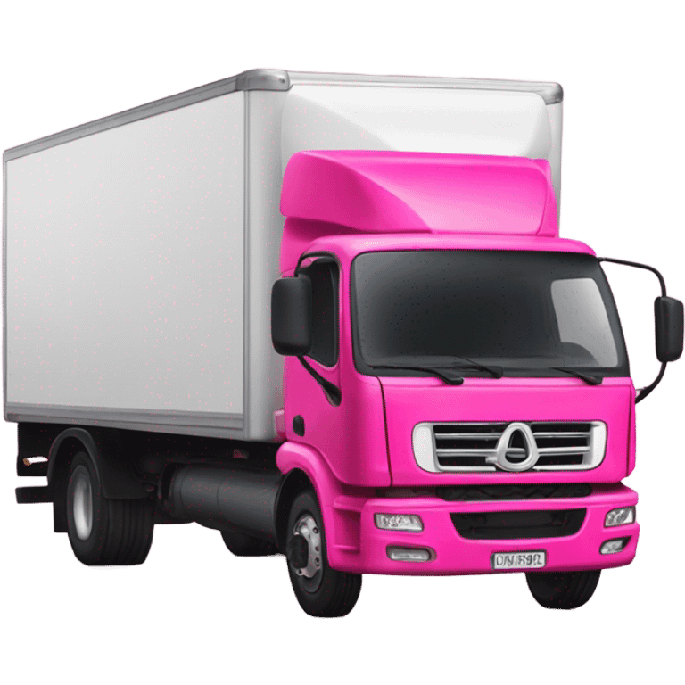 A hot pink semi trailer truck with learner plates ￼ emoji