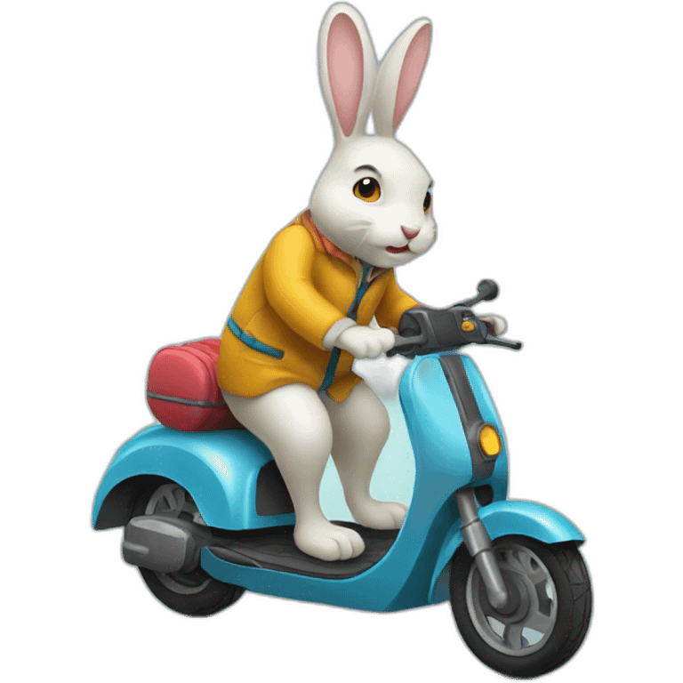 Lapin en trottinette emoji