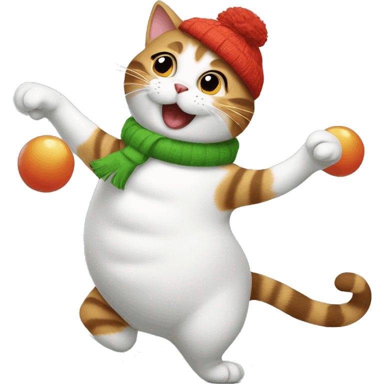 cat dancing with a snowman emoji