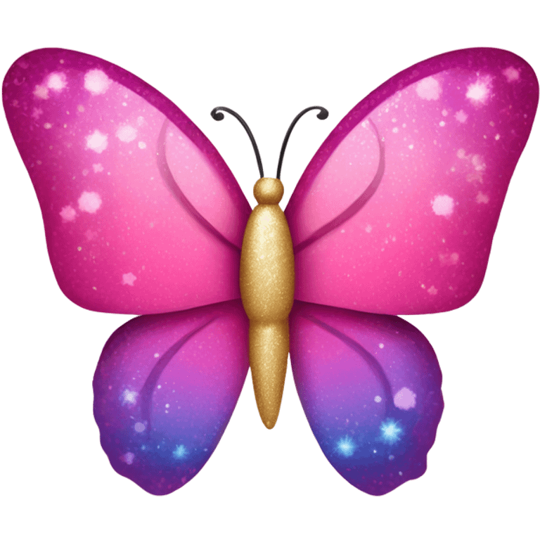 Pink ombre butterfly with heart shaped wings and glitter  emoji