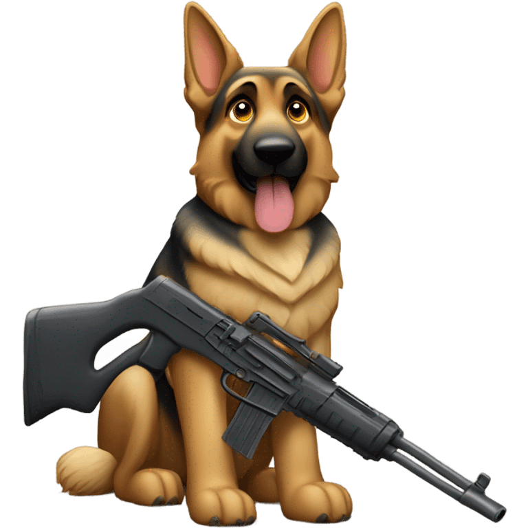 German Shepherd riding rifle  emoji