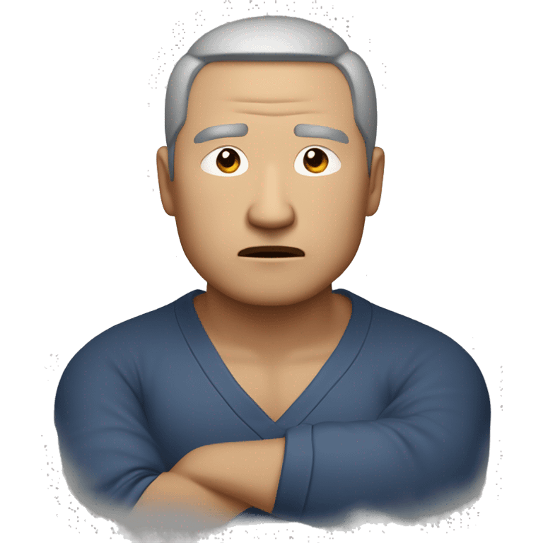 "Serious 50-year-old Asian man. Raised fist clenched tightly, white knuckles. Furrowed brows, clenched jaw. Eyes focused ahead. Posture radiates unwavering determination and commitment."
 emoji