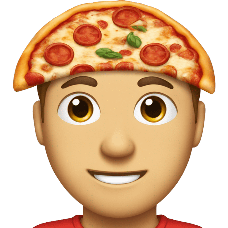 Een pizza met armen en benen en gezicht emoji