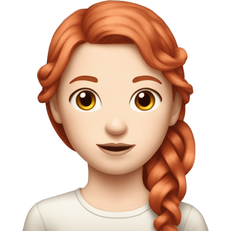 Red-haired girl with ribbon in hair with pale skin emoji