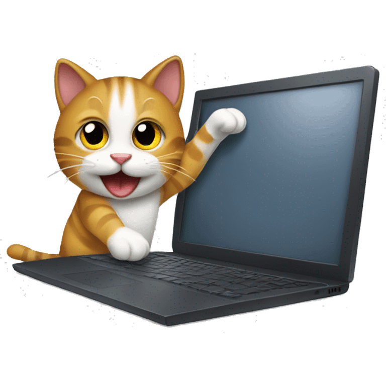 Cat playing with the computer emoji