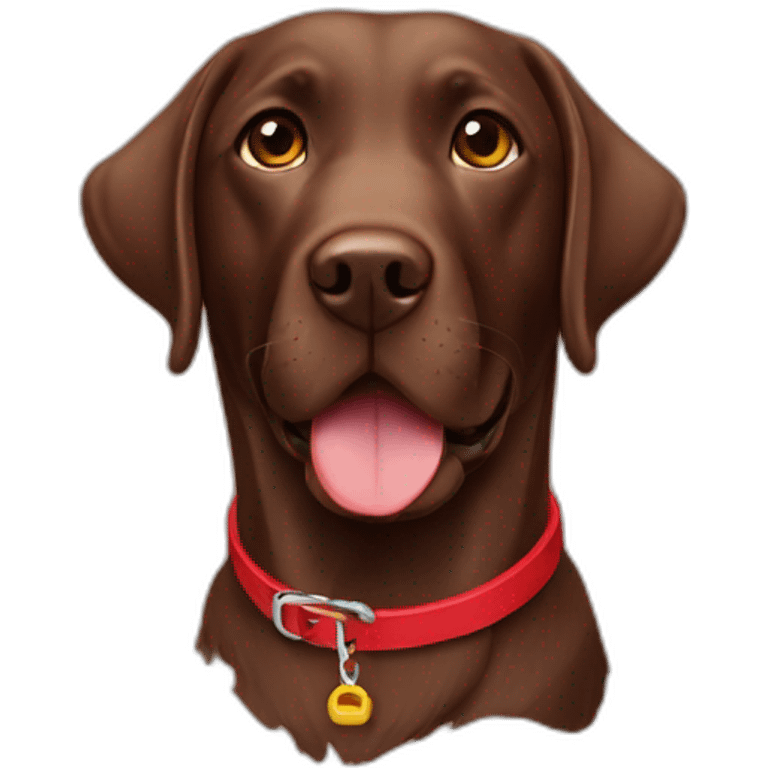 Labrador chocolate con collar rojo emoji