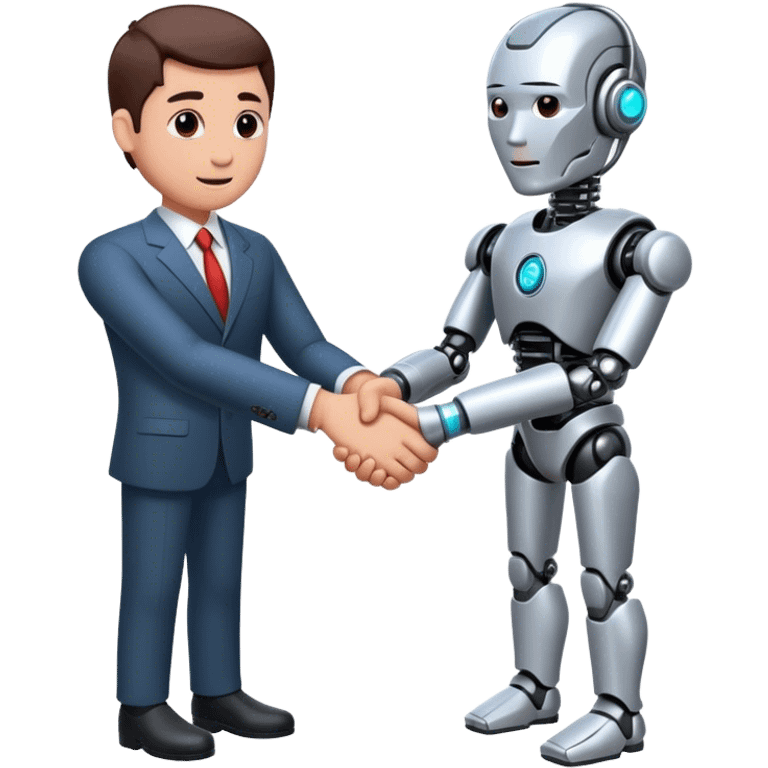 cyborg handshake with business man emoji