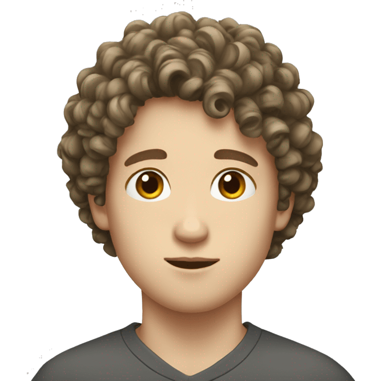 young white European guy with curly black hairs emoji