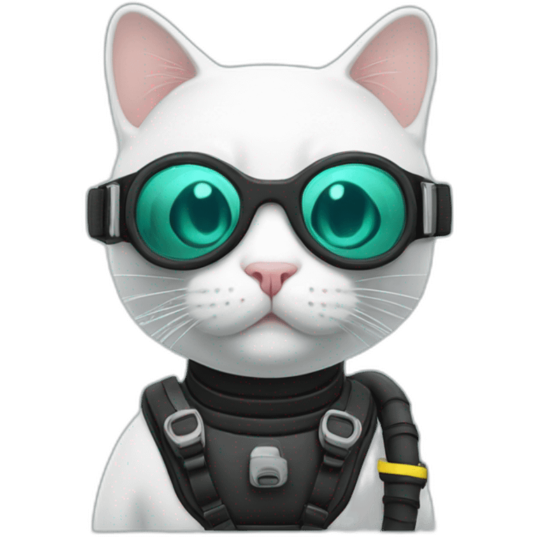 scuba diver white cat emoji