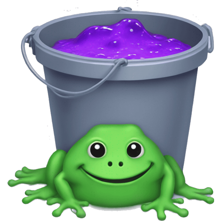 a bucket of green slime with a purple frog inside emoji