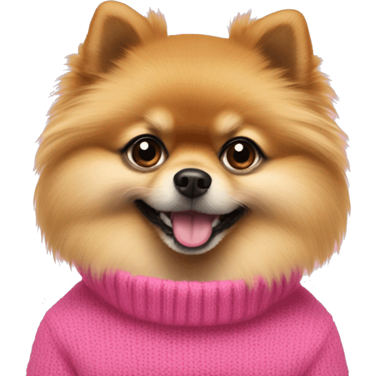 A Pomeranian  with a pink sweater  emoji