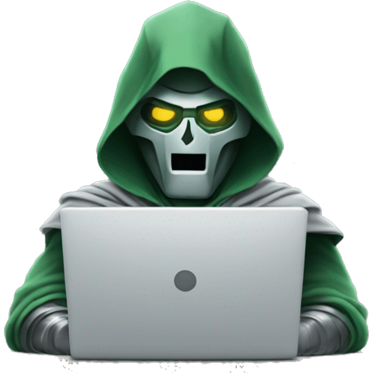 smiling dr. doom working with laptop emoji