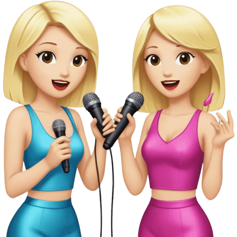 Two blonds doing karaoke  emoji