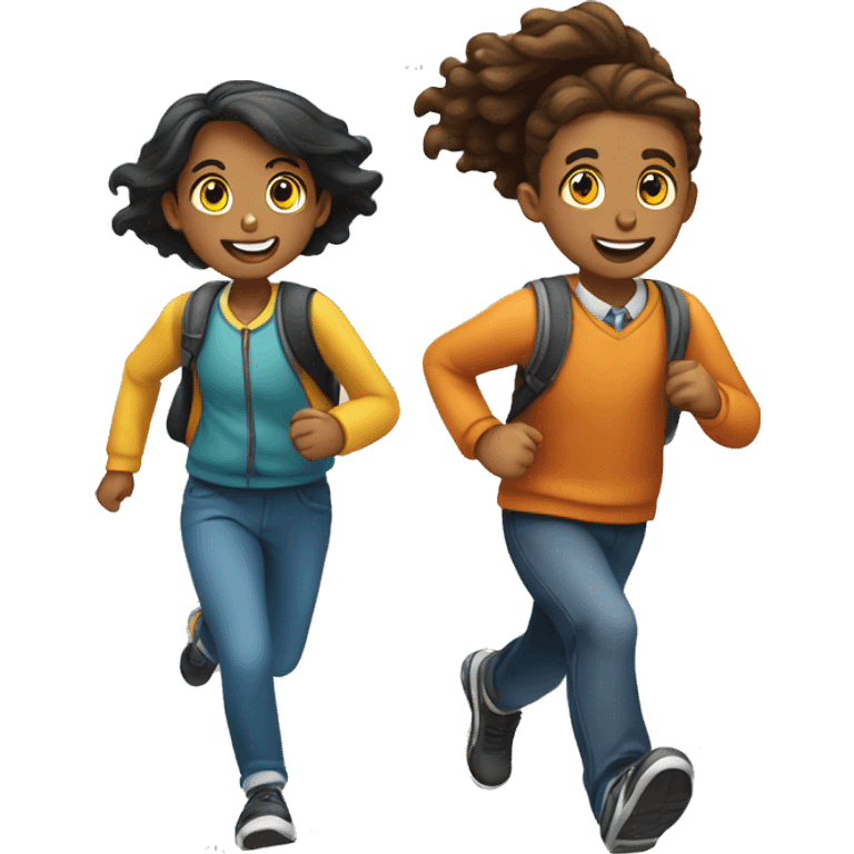 A student and a classmate running at school emoji