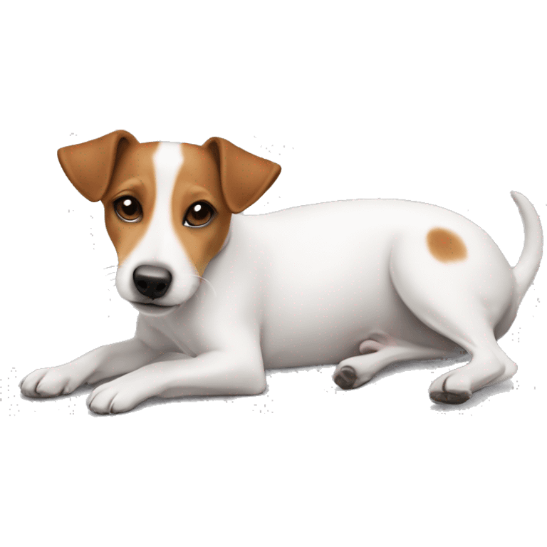 dog Jack Russell Terrier laying on her back emoji